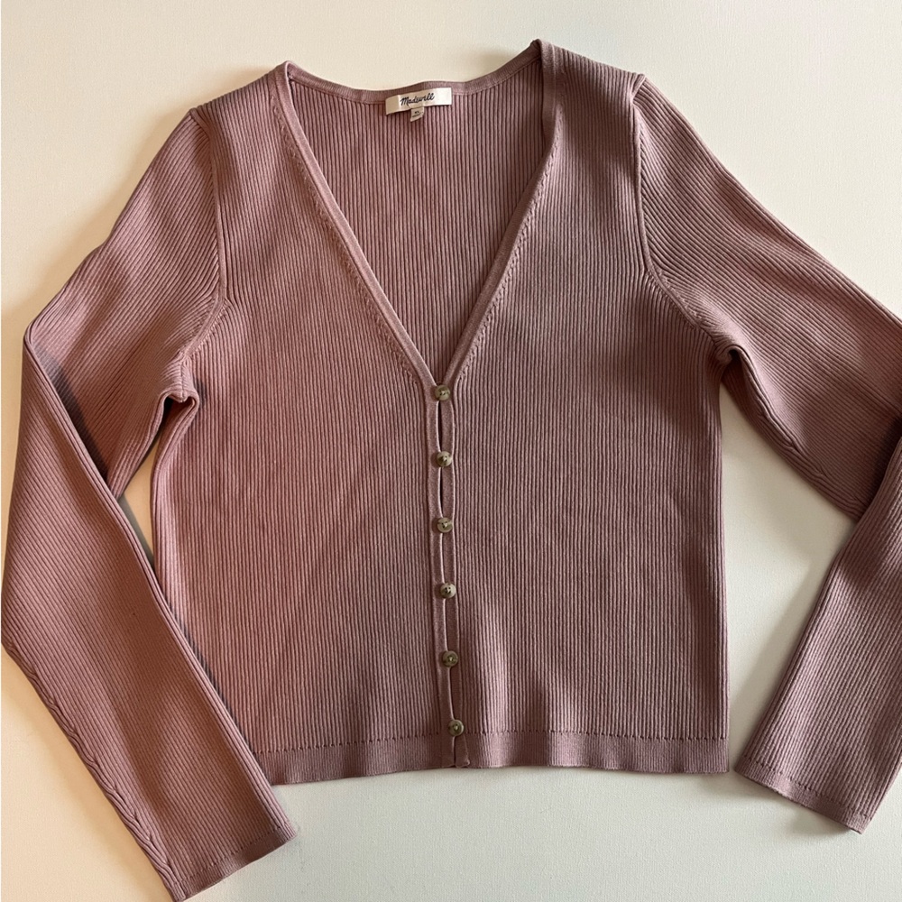 Madewell Mauve Ribbed Knit Cardigan XL